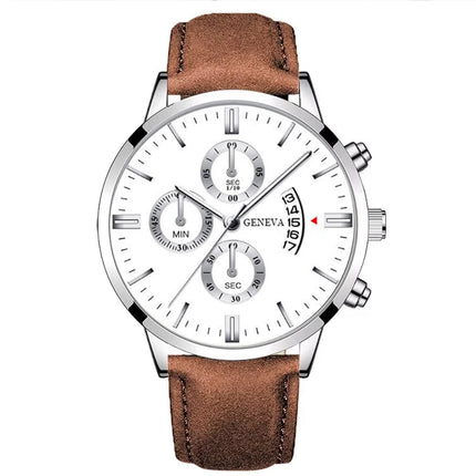 Luxury Fashion Mens Military Sports Watches Male Brown Leather Quartz Wrist Watch Men Business Casual Watch Relogio Masculino