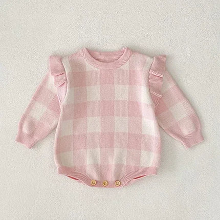 2025 New Autumn 0-24M Newborn Baby Boys Girls Knitted Jumpsuit Sleeveless Solid Color Overalls Toddler Baby Girl Knitted Romper