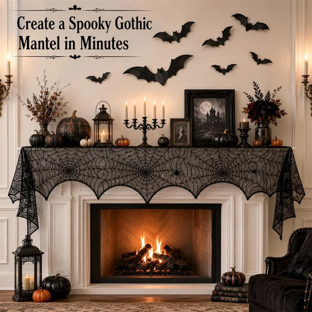 Halloween Decorations Kit Halloween Spiderweb Tablecloth Runner Fireplace Scarf Lace Spiderweb Tablecloth Halloween Party Decor