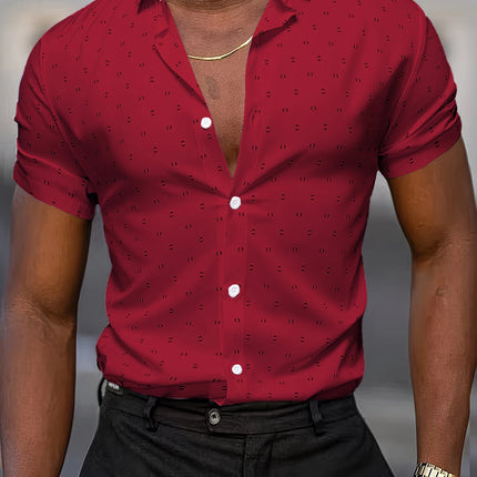 Summer Men's Short-Sleeve Shirt, Polka Dot Print, Wrinkle-Resistant, Business Casual Shirt, Ice Silk, Versatile and Popular Top