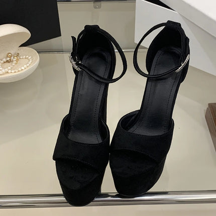 Liyke Model Show Sexy Extreme High Heels Chunky Platform Sandals Women Fashion Crystal Buckle Peep Toe Stripper Pole Dance Shoes