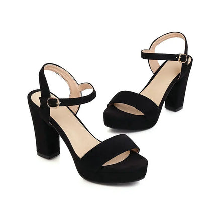 Plus Size 32-43 Ladies Sandals Suede Platform High Heels Summer Chunky Women Shoes Sexy Pumps 10cm Thick Heels Sandals