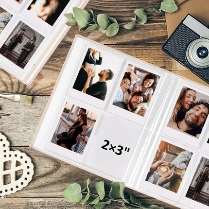 Compact Linen Instant Photo Album Book, 2‑Set Memory Book for Instax Mini, Sprocket Printer Photos, Scrapbook & Card Organizer