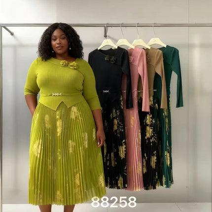 Miyake African Wholesale Miyake New Bronzing Hand-cranked Flower Suit Collar Temperament Loose Women's Dress