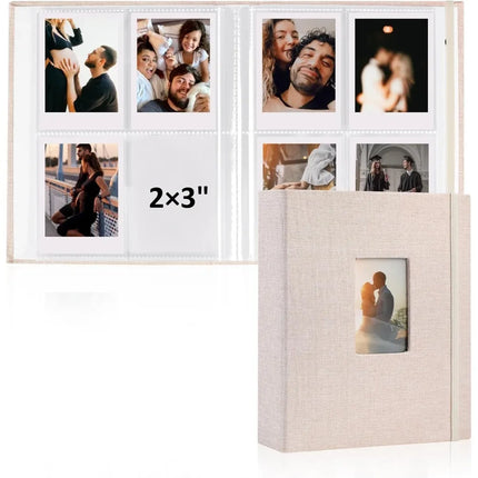 Compact Linen Instant Photo Album Book, 2‑Set Memory Book for Instax Mini, Sprocket Printer Photos, Scrapbook & Card Organizer
