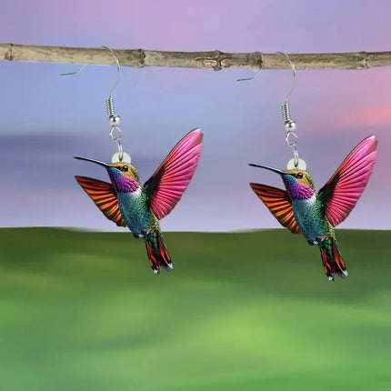 Jardme Colorful Hummingbird Dangle Earrings for Women Fashion Cute Animal Earrings Women's Statement Jewelry Gifts