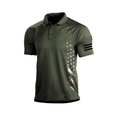 American Flag Pattern Polo Shirt For Men Colorful 3D Printed T-Shirts Outdoor Fashion Casual Sport Loose Street Lapel Tops Tees