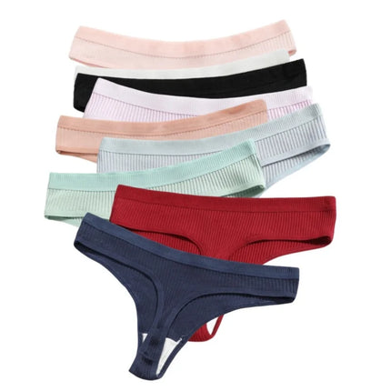 10Pcs/Set Cotton Underwear Women Low-Waist Thongs Sexy T-Back Stretchy Breathable Sports Panties Soft Sexy Lingerie M-XXL