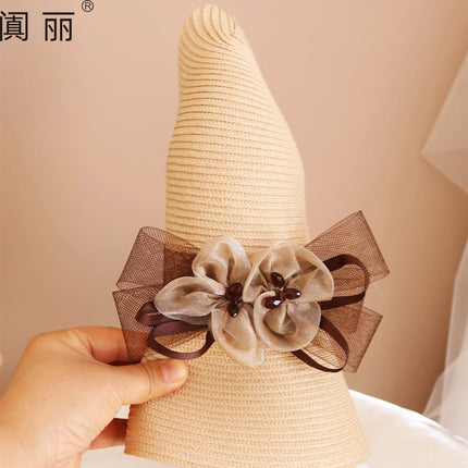 Fashion British bucket hat flower top hat women's summer sunshade sun protection hat foldable outdoor breathable sun hat