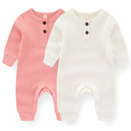 Unisex Rompers 2/3Pieces New Born Baby Girl Clothes Sets 0-24M Baby Boy Clothes Solid Color Zipper Cartoon Autumn Spring Bebes