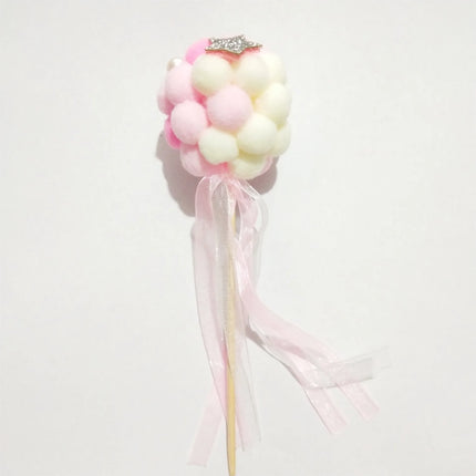 Colorful Archway Cake Topper Flags Fuzzy Ball Birthday Wedding Cupcake Toppers Party Baby Shower Cake Decor DIY