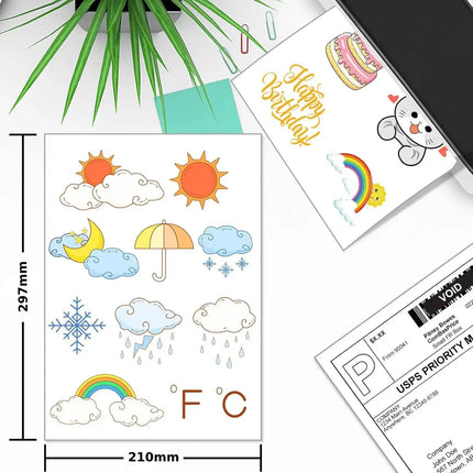 10pc A4 Waterproof Printable Vinyl Sticker Labels Glossy Sticker Printer Paper Self-Adhesive Film Decal for Inkjet Laser Printer