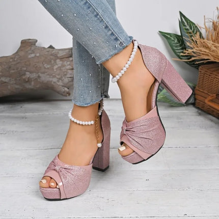 Women Sandals Thick Platform Sandals Woman Summer Square Toe High Heels Shoes Plus Size Party Dress Shoes Women
