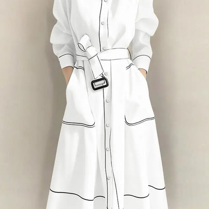 ZANZEA Fashion Long Shirt Dresses Women Elegant Streetwear Office Lady Midi Vestidos Belted Casual Autumn Long Sleeve Party Robe