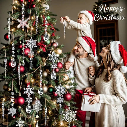 10Pcs Sparkling Snowflake Christmas Tree Hanging Pendant Decor Home Room Decoration Xmas Navidad DIY New Year Gift Wedding Decor