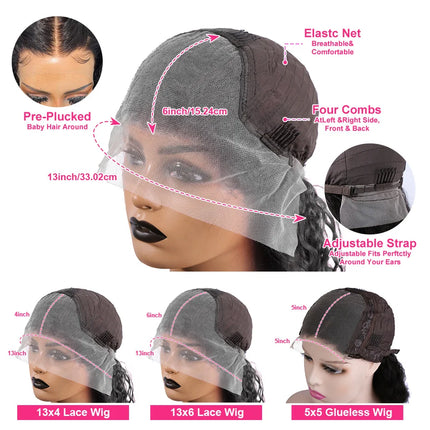 250% Density 13x4 Bone Straight Short Bob Lace Front Human Hair Wigs 13x6 Lace Frontal Wig Brazilian 100% Human Hair 16 Inch 5x5 Glueless Wig For Women