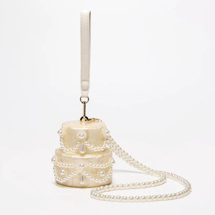 Mini Pearl Bag Crossbody Beaded Necklace Shoulder Handbag Egg Evening Fashion Totebag Women Hand Lady Phone Handbags Small Woman