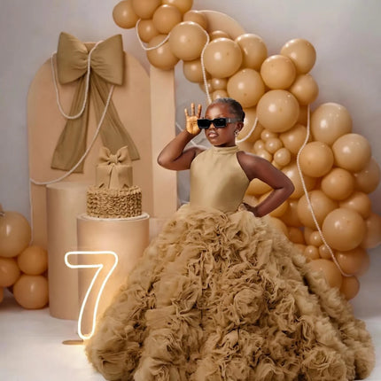 Luxury Puffy Ballgown Girls Birthday Party Dress Customized Flower Girl Dresses for Wed Little Queens Pageant Homecoming Dress
