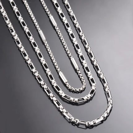 New 1 piece Stainless Steel Square Pearl Chain Necklace 3:1 Handmade Box Chain DIY Jewelry Making Bracelet Anklet Necklace