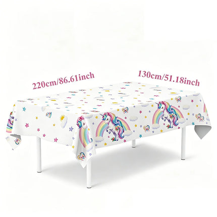 Disposable Waterproof Unicorn Party PE Tablecloth Perfect for Children's Birthday Bash Family Aatherings  Holiday Celebration