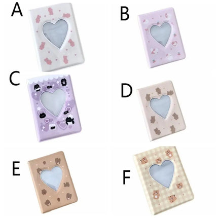 Cute Bear Photo Album 3 Inch Love Heart Hollow Picture Storage Case Kpop Card Binder Name Card Book Photocard Holder