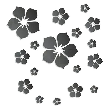 18Pcs 3D Flower Mirror Wall Stickers Acrylic TV Background Art Mural Bedroom Decor Self-adhesive Decorative Mirrors Home Decor