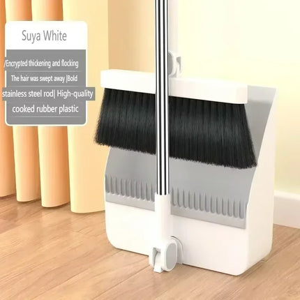 1 Set Dustpan and Long Handle Rotatable Broom Set - Efficient Floor Cleaning Tool with Comb Tooth for Hard Floors - Perfect for