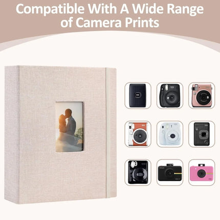 Compact Linen Instant Photo Album Book, 2‑Set Memory Book for Instax Mini, Sprocket Printer Photos, Scrapbook & Card Organizer