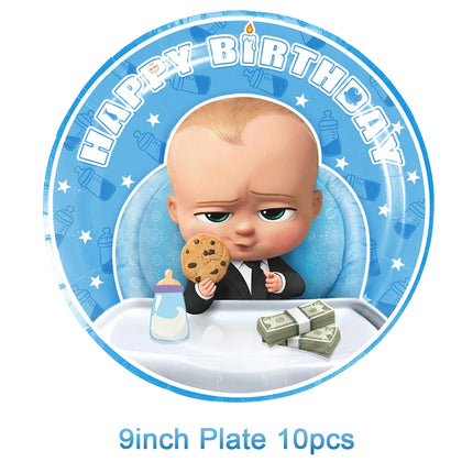 Baby B-BOSSED Birthday Theme Birthday Party Decoration Backdrop Family Cup Plate Napkin Balloons Baby Shower Supplies Kid Gift