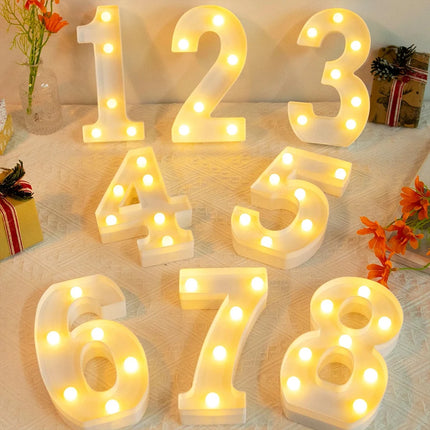 Number 0-9 LED Lights Luminous  Lamp Wedding Decorative Night Light Birthday Party Bedroom Home Decoration
