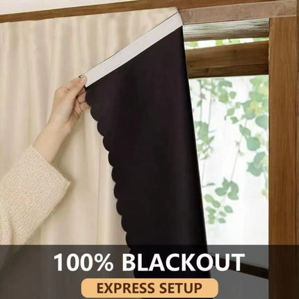1pc 100% Blackout Curtain, Self-Adhesive No Drilling Required, Sunlight Blocking Heat Insulation Privacy Protection