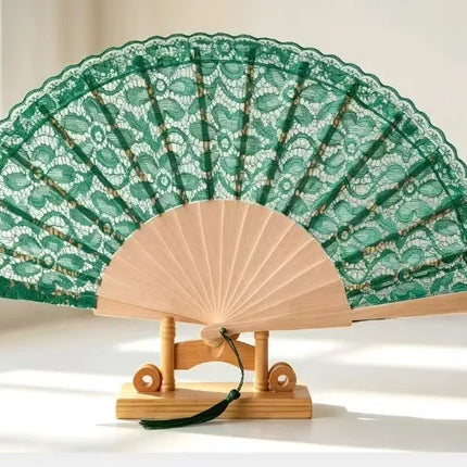 10/30pcs Exquisite Lace Wooden Folding Hand Fans Personalize Engrave Text Logo on Wood for Dancing & Wedding Party Home Decor