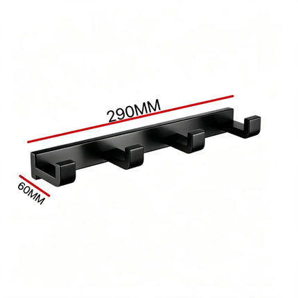 Matt Black 304Stainless Steel 2/4/6 Hook Toilet Brush Holder Toilet Paper Holder Towel Bar Rail Rack Hanger Hook Hardware Set