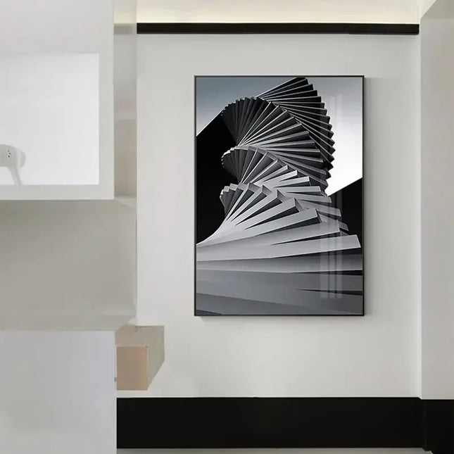 3 pcs modern minimalist home decoration paintings, abstract creative architecture, black and white geometric canvas paintings, f