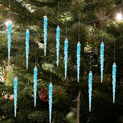 10Pcs Christmas tree icicle decoration, hanging acrylic crystal Christmas decoration 5.1 inches (about 13 centimeters) transparent plastic icicle used for Christmas trees and winter wonderland decoration products
