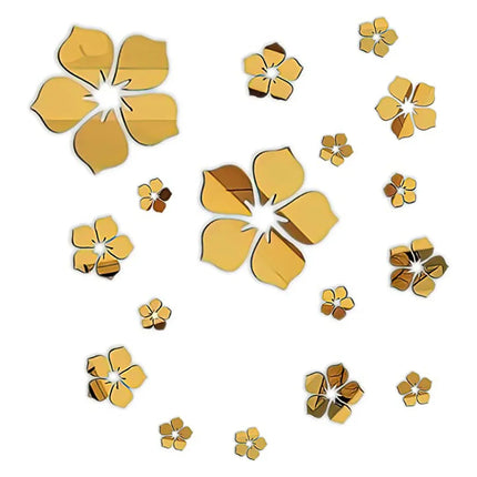 18Pcs 3D Flower Mirror Wall Stickers Acrylic TV Background Art Mural Bedroom Decor Self-adhesive Decorative Mirrors Home Decor