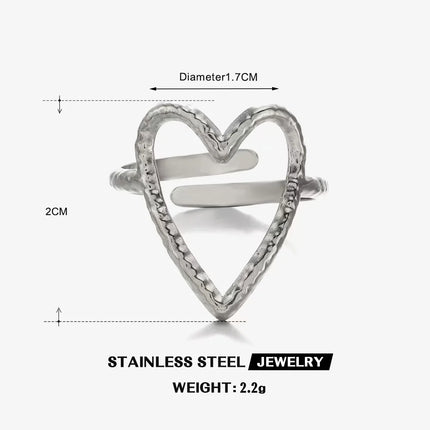 Gold Color Stainless Steel Heart Ring Women Metal Finger Hollow Ring Waterproof Jewelry Girlfriend Gift Bijoux Femme Anillos