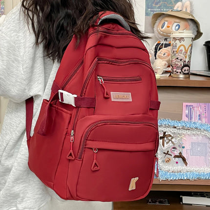 Simple and Stylish College Student Backpack Nylon Lightweight Large Capacity Computer Backpack School Commuting Travel Bag