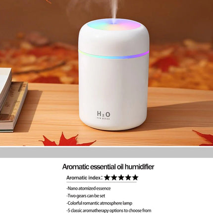 300ml Aromatherapy Diffuser Humidifier Air Purifier Car Home Use Seven-color Light Aromatherapy Essential Oil