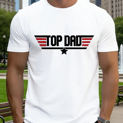 2026 Casual Men's T-shirts Clothing Top Dad Print Short Sleeve T-shirts Plus Size Loose Round Neck Short Sleeve Daily Menswear