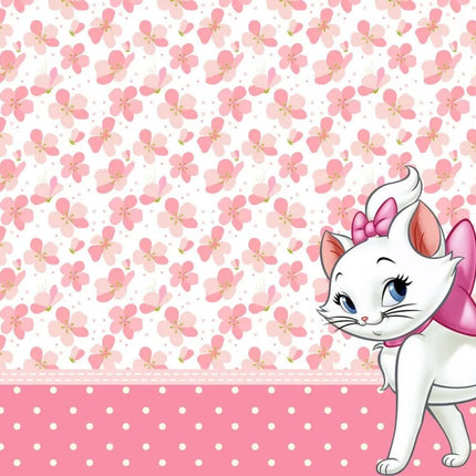 The Aristocats Photography Backdrop For Birthday Party Supplies Marie Photo Backgrounds Pink Marie Cat Theme Baby Shower Banner