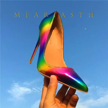 Black patent leather red soled high heels for women 2025 new professional temperament pointed shallow mouth sexy single shoes