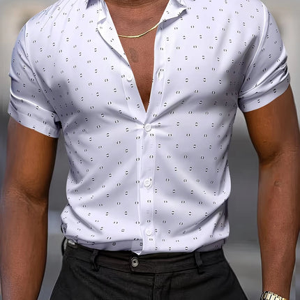 Summer Men's Short-Sleeve Shirt, Polka Dot Print, Wrinkle-Resistant, Business Casual Shirt, Ice Silk, Versatile and Popular Top