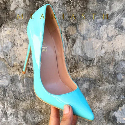 Black patent leather red soled high heels for women 2025 new professional temperament pointed shallow mouth sexy single shoes