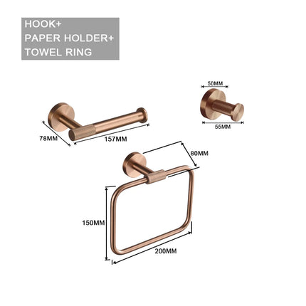 Brushed Rose Gold Brass Knurled Toilet Brush Holder Toilet Paper Holder Towel Bar Rail Rack Hanger Hook Soap Dish Hardware Set