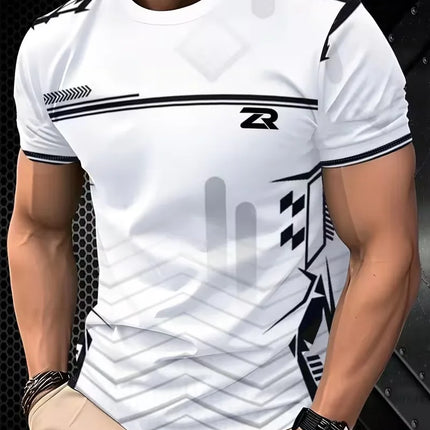Men color blocking Short Sleeved T-Shirt Fashion Lightweight Breathable Sports Pullover Daily Casual Shirt Street Men's Clothing