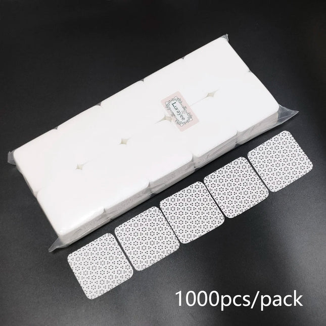 1000pcs Lint Free Nail Wipes Nail Polish Remover Pads Absorbent Soft Eyelash Extension Glue Cleaning Wipes Removal Manicure Tool