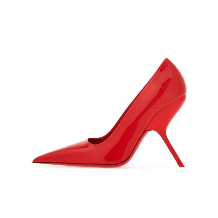 New Fashion Show Style Black Red 9cm High-heeled Shoes Spring Summer Patent Leather Shallow Mouth Pointed Sexy Women's Shoes 43
