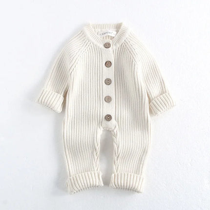 Ircomll Infant Jumpsuits Knitted Solid Color O'neck Baby Boys&Girls Romper Bodysuit Baby Clothes For Toddler Boy&Girl 0-24m