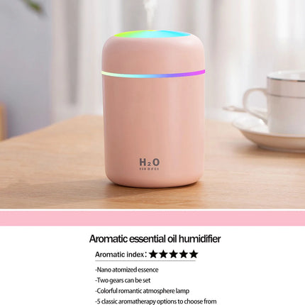 300ml Aromatherapy Diffuser Humidifier Air Purifier Car Home Use Seven-color Light Aromatherapy Essential Oil